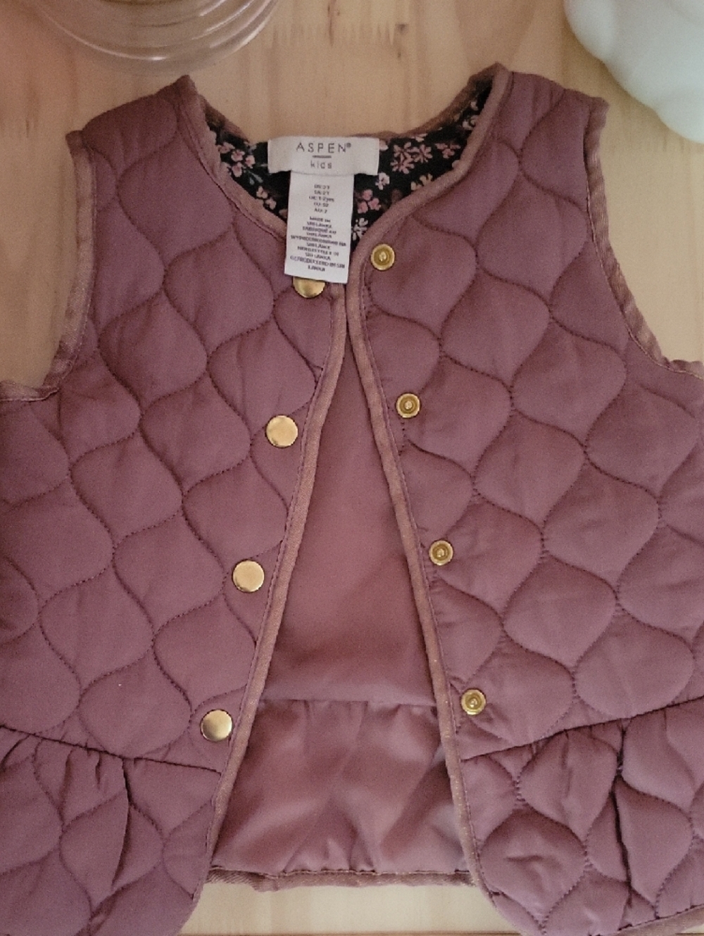 Aspen Quilted Mauve Toddler Vest - Picture 2 of 10